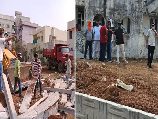 भिलाई में शासकीय जमीन पर कब्जे की कोशिश: कांग्रेस और भाजपा नेता आमने-सामने, निगम ने चलाया बुलडोजर