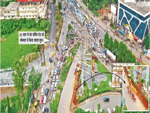तेलीबांधा चौक पर सड़क चौड़ीकरण : रिंग रोड से शहर प्रवेश के लिए 16 फीट लेन
